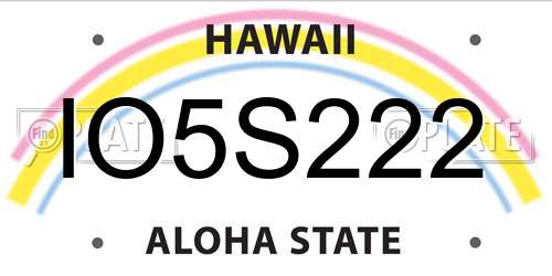 IO5S222 Hawaii License Plate