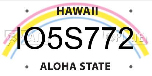 IO5S772 Hawaii License Plate