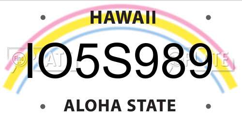IO5S989 Hawaii License Plate