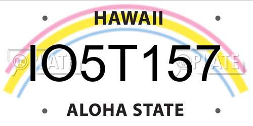 IO5T157 Hawaii License Plate