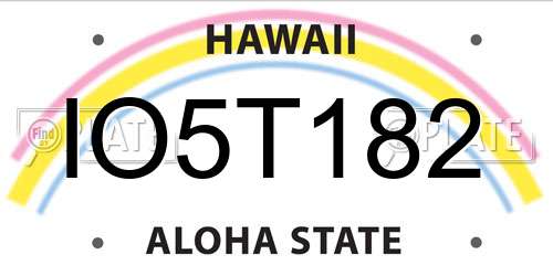 IO5T182 Hawaii License Plate