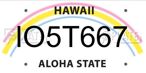 IO5T667 Hawaii License Plate