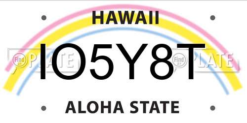 IO5Y8T Hawaii License Plate