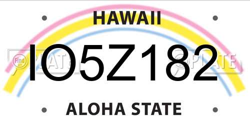 IO5Z182 Hawaii License Plate