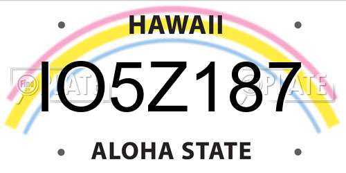IO5Z187 Hawaii License Plate