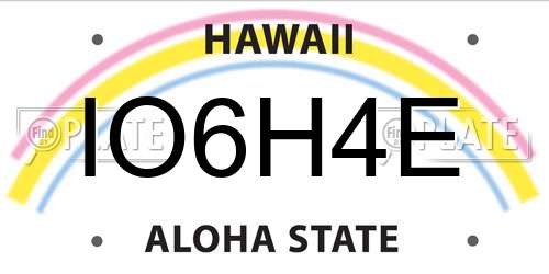 IO6H4E Hawaii License Plate