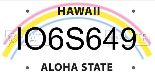 IO6S649 Hawaii License Plate