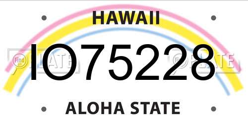 IO75228 Hawaii License Plate