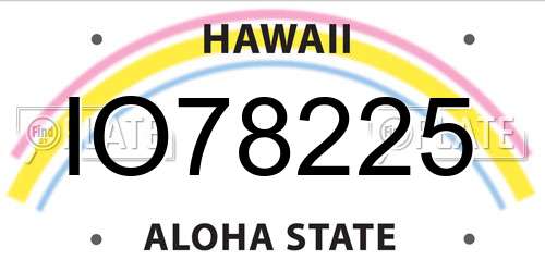 IO78225 Hawaii License Plate