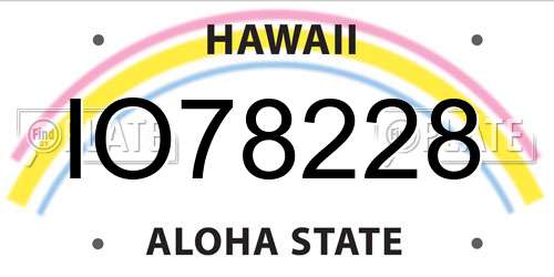 IO78228 Hawaii License Plate