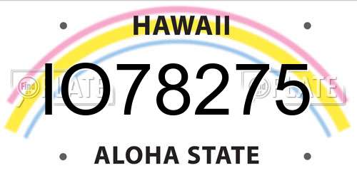 IO78275 Hawaii License Plate