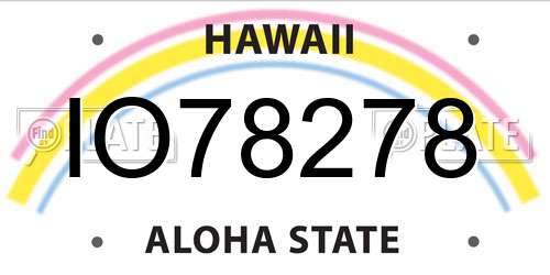 IO78278 Hawaii License Plate