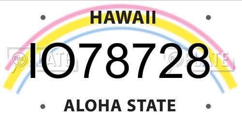 IO78728 Hawaii License Plate