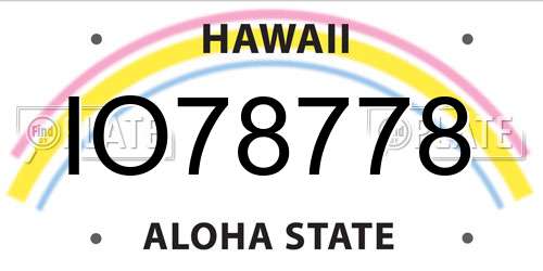 IO78778 Hawaii License Plate