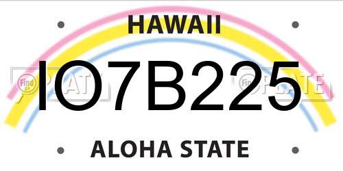 IO7B225 Hawaii License Plate