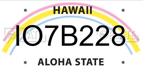 IO7B228 Hawaii License Plate