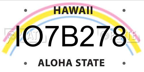 IO7B278 Hawaii License Plate