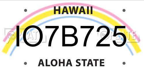 IO7B725 Hawaii License Plate