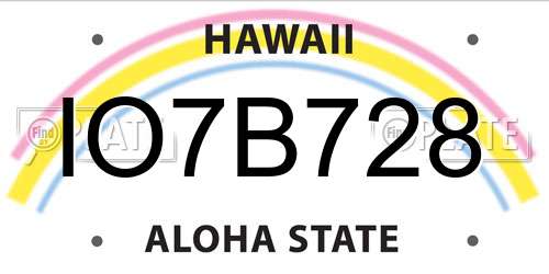 IO7B728 Hawaii License Plate