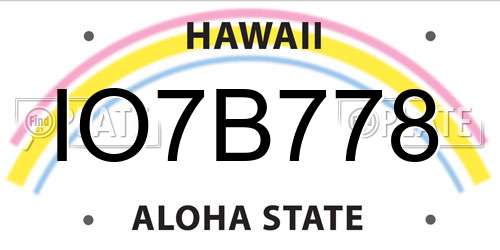 IO7B778 Hawaii License Plate