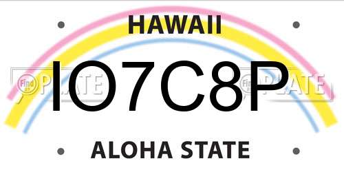 IO7C8P Hawaii License Plate