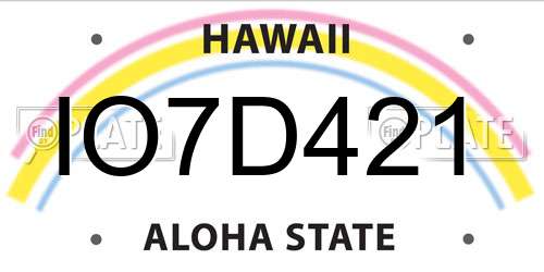 IO7D421 Hawaii License Plate