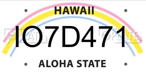 IO7D471 Hawaii License Plate