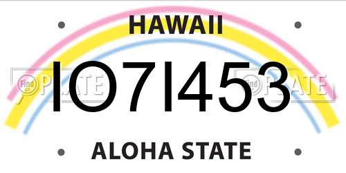 IO7I453 Hawaii License Plate