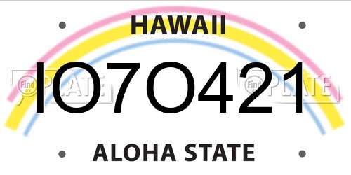 IO7O421 Hawaii License Plate