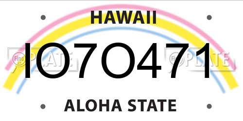 IO7O471 Hawaii License Plate