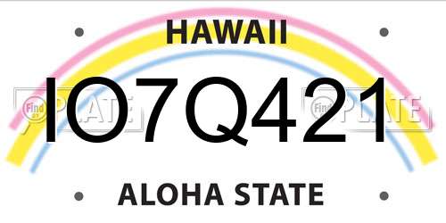IO7Q421 Hawaii License Plate