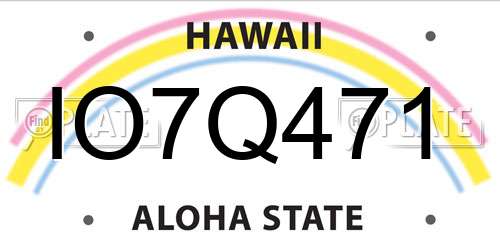 IO7Q471 Hawaii License Plate