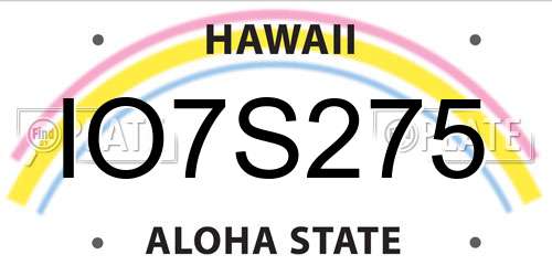 IO7S275 Hawaii License Plate