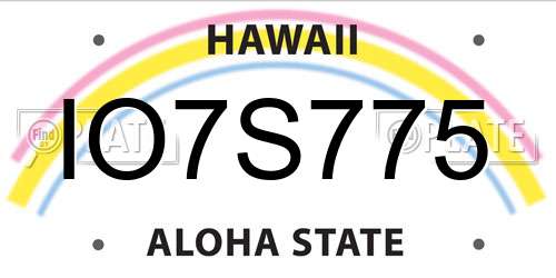 IO7S775 Hawaii License Plate