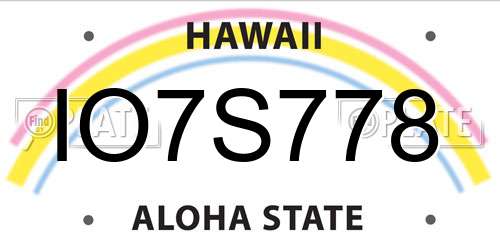 IO7S778 Hawaii License Plate