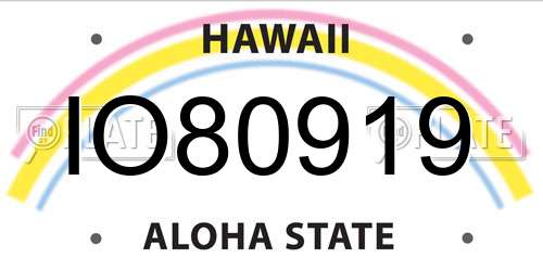 IO80919 Hawaii License Plate