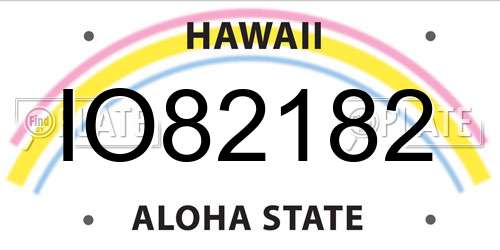 IO82182 Hawaii License Plate