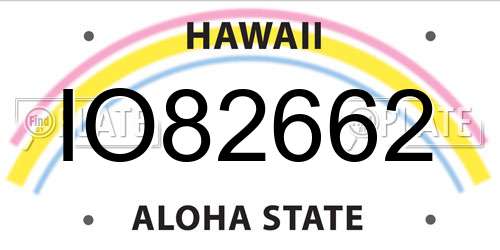 IO82662 Hawaii License Plate
