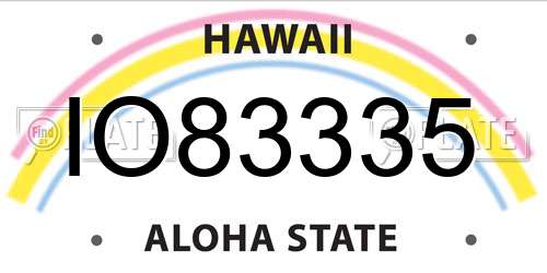 IO83335 Hawaii License Plate