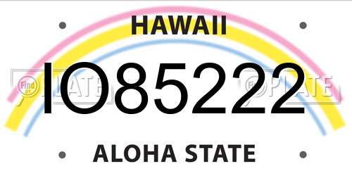 IO85222 Hawaii License Plate