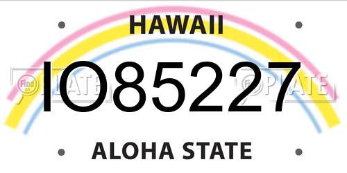 IO85227 Hawaii License Plate