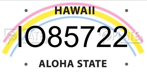 IO85722 Hawaii License Plate