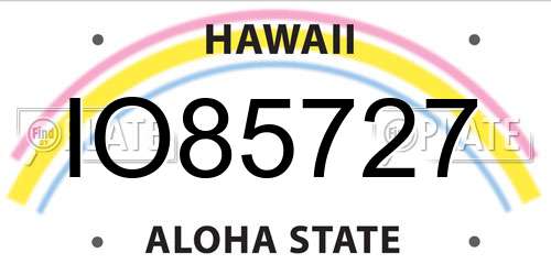 IO85727 Hawaii License Plate