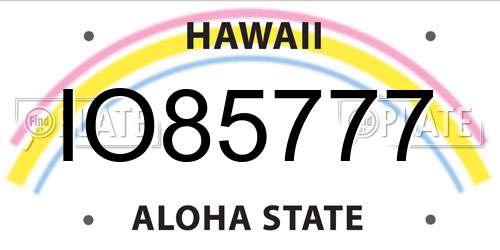IO85777 Hawaii License Plate