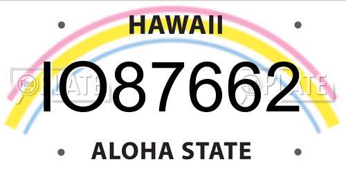 IO87662 Hawaii License Plate