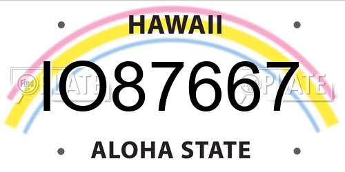 IO87667 Hawaii License Plate