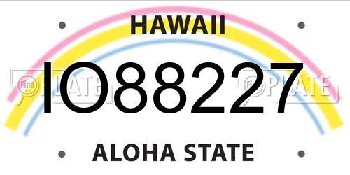 IO88227 Hawaii License Plate