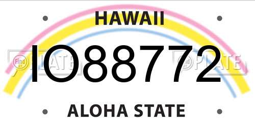 IO88772 Hawaii License Plate