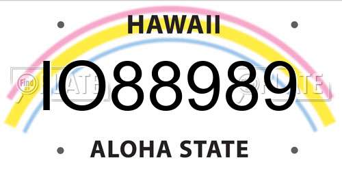 IO88989 Hawaii License Plate