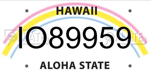 IO89959 Hawaii License Plate
